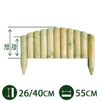 5pz bordure per aiuole "vampiro" ad arco ø 5 cm 55 x 26 / 40 h in legno di pino impregnato per fioriere giardino aiuola e fiori cod:ferx.pali.25.1.stock