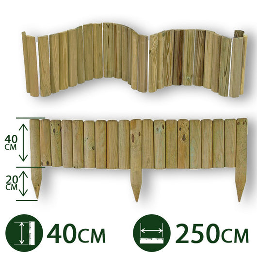 bordura aiuole flessibile legno pino impregnato ø 5 cm 40x250 h giardino cod:ferx.pali.26