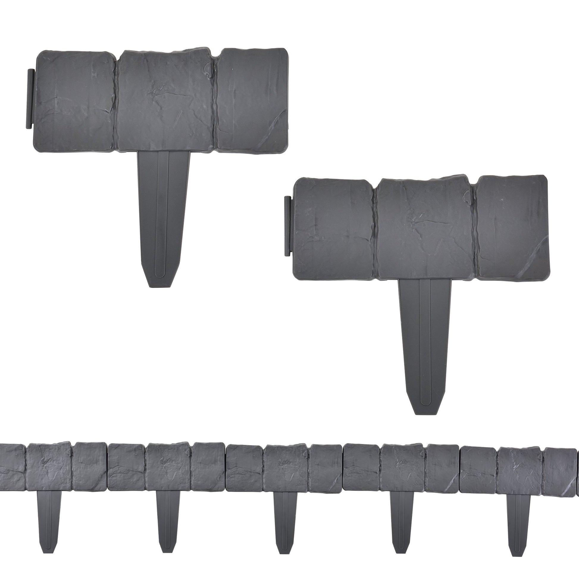 Kit di 10 recinzioni Hellín grigie effetto ciottolo 250 cm 03_0007987