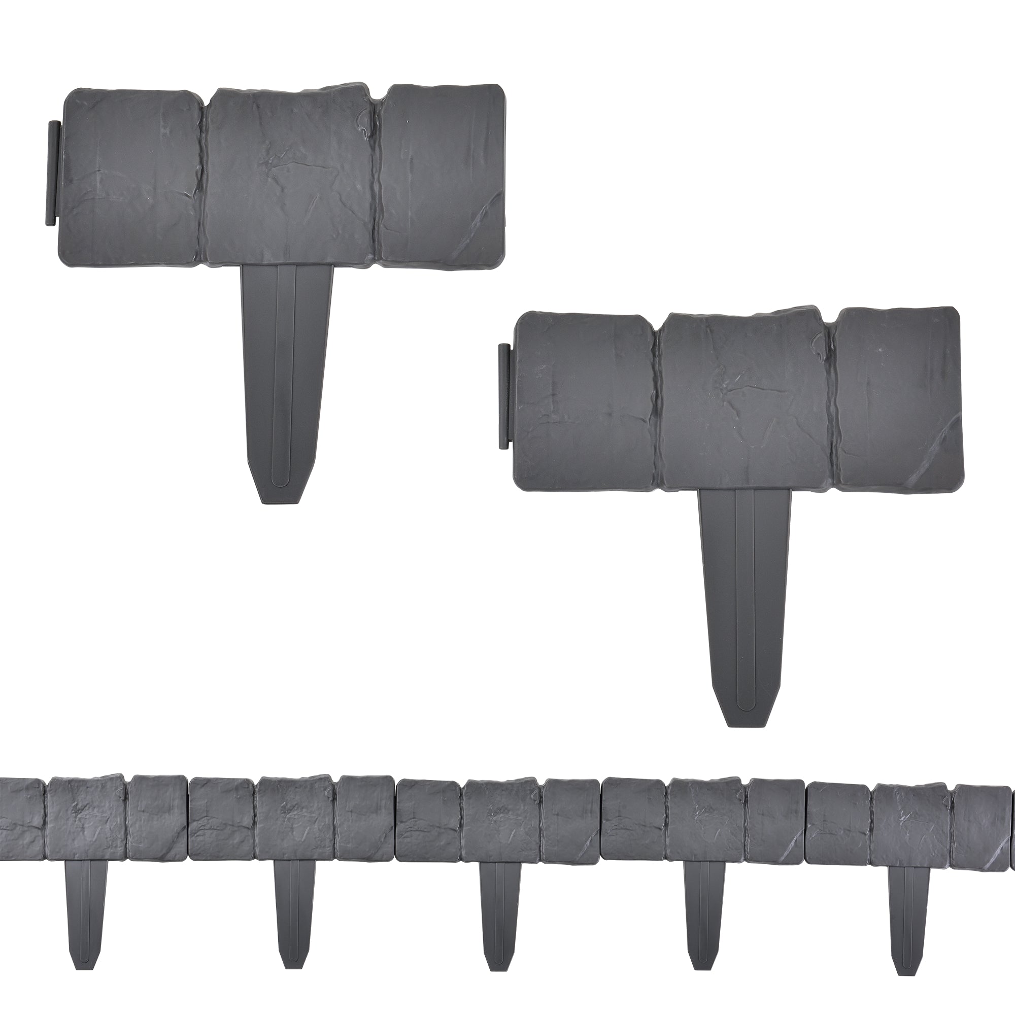 Kit di 10 recinzioni Hellín grigie effetto ciottolo 250 cm 03_0007987