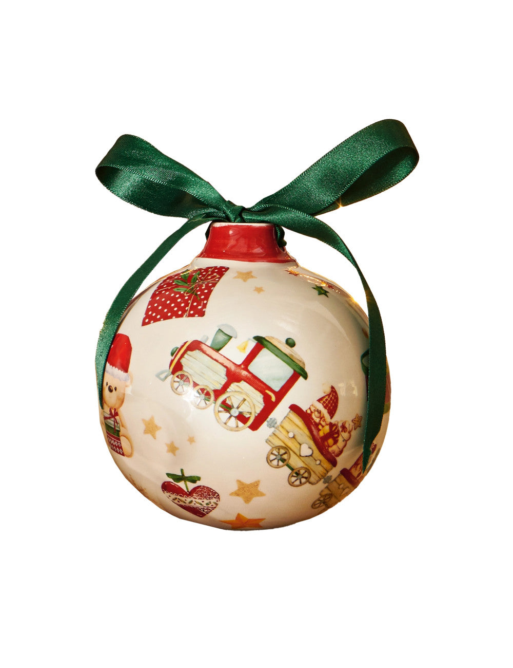 PALLA DI NATALE TRENINO CERAMICA