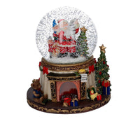 Palla di vetro led resina babbo natale con musica cm ø16,5h20