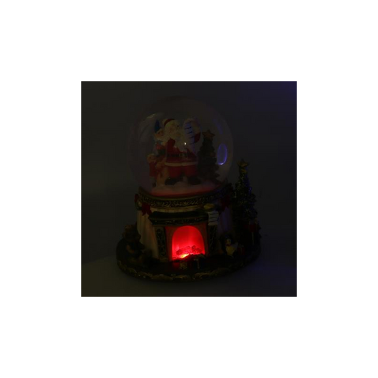 Palla di vetro led resina babbo natale con musica cm ø16,5h20