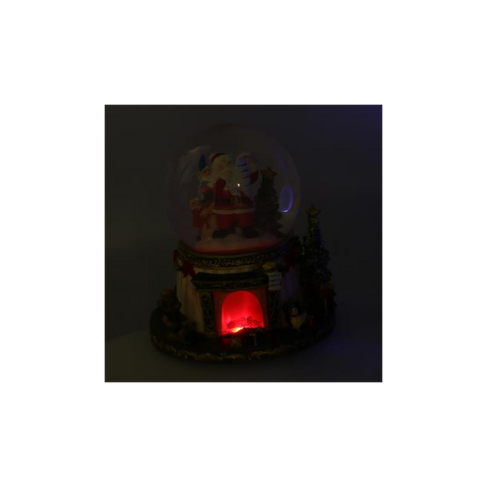 Palla di vetro led resina babbo natale con musica cm ø16,5h20