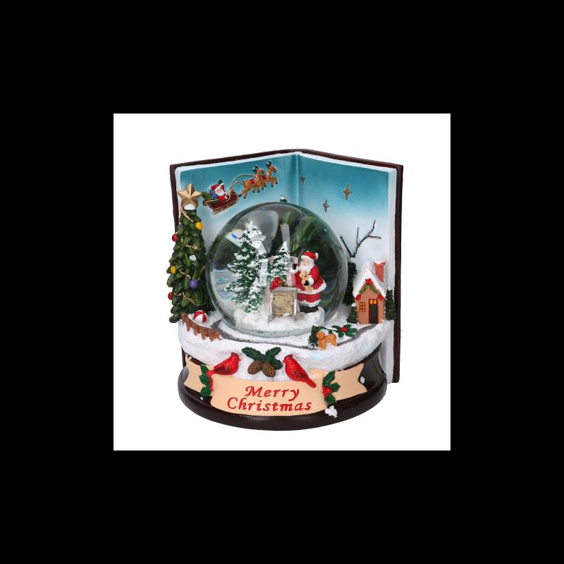 Palla di vetro led resina libro con musica cm 14x14h16,5