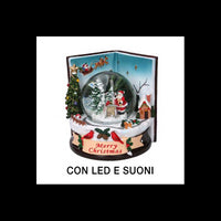 Palla di vetro led resina libro con musica cm 14x14h16,5