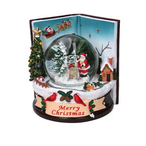 Palla di vetro led resina libro con musica cm 14x14h16,5