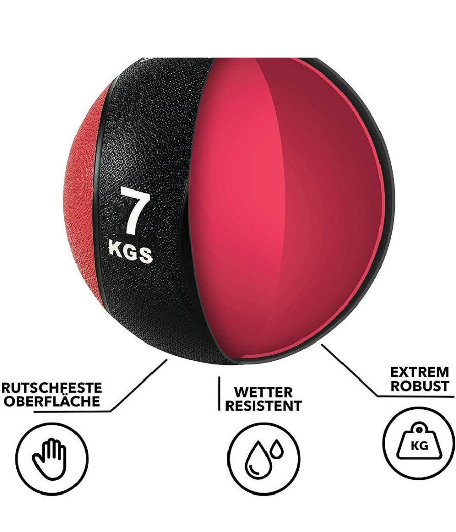 Palla Medica Da 7 Kg Per Palestra Allenamento Fitness Body Building Fisioterapia         