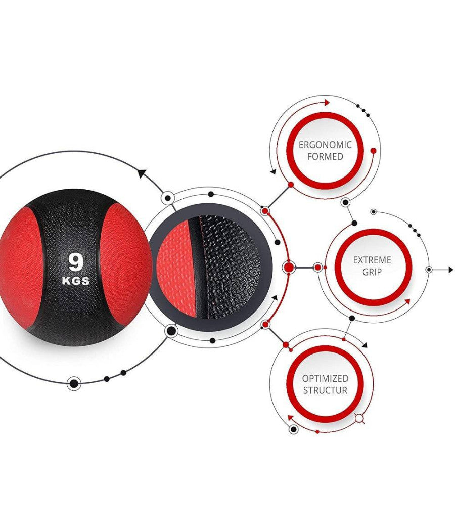 Palla Medica Da 9 Kg Per Allenamento Esercizi Attrezzo Fitness Palestra Casa         