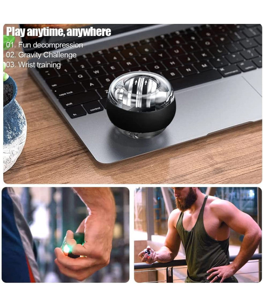 Palla Per Allenamento Resistenza Polso Con Giroscopio Led Antistress Rilassante         