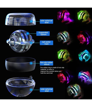 Palla Per Allenamento Resistenza Polso Con Giroscopio Led Antistress Rilassante         