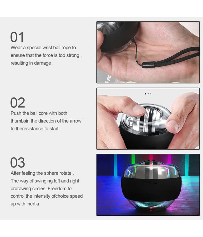 Palla Per Allenamento Resistenza Polso Con Giroscopio Led Antistress Rilassante         