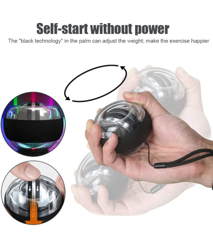 Palla Per Allenamento Resistenza Polso Con Giroscopio Led Antistress Rilassante         