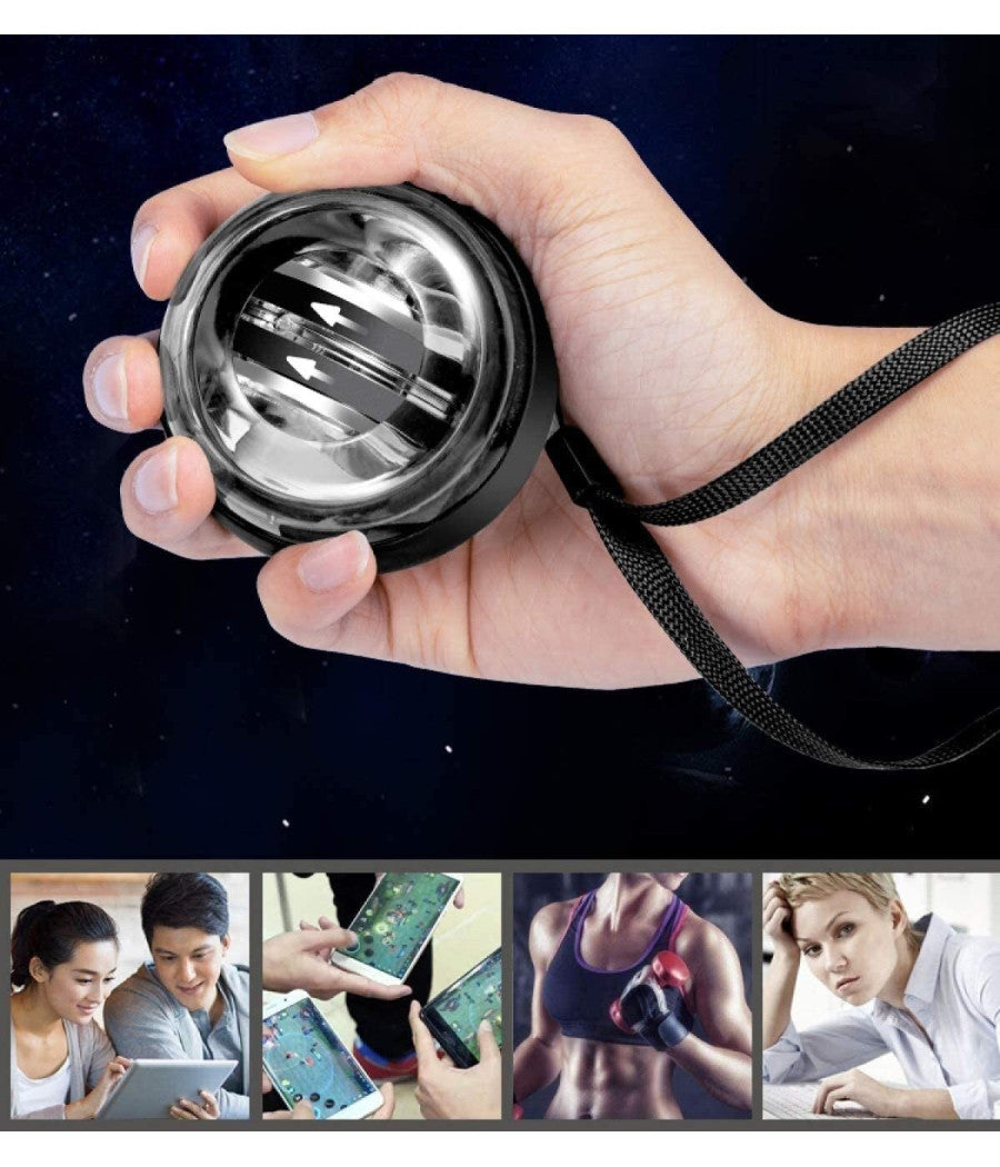 Palla Per Allenamento Resistenza Polso Con Giroscopio Led Antistress Rilassante         
