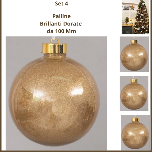 Palle di natale dorate oro lucide set 4 palline natalizie decorazioni per  albero  addobbi sfere decorare creare babbo natale regali