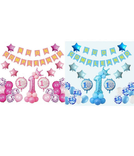 Palloncini Gonfiabili Festa Bimbo Bimba 1 Anno Compleanno Festone Buon Compleanno         