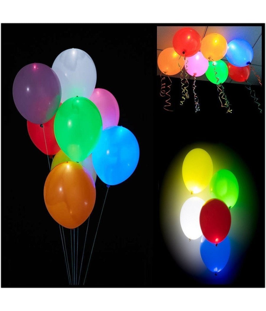 Palloncini Luminosi 30 Cm Colorati Confezione 10 Pezzi Eventi Festa Balloon         