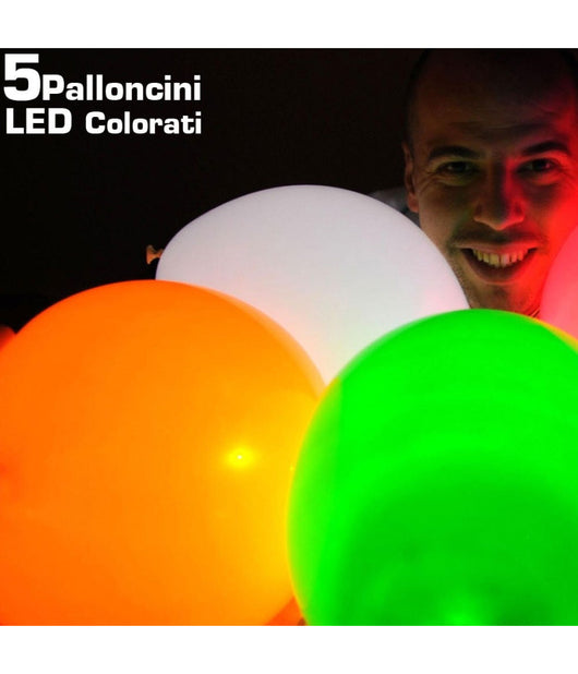 Palloncini Luminosi Led Colori Assortiti Confezione 5 Pezzi 30 Cm Eventi Party         