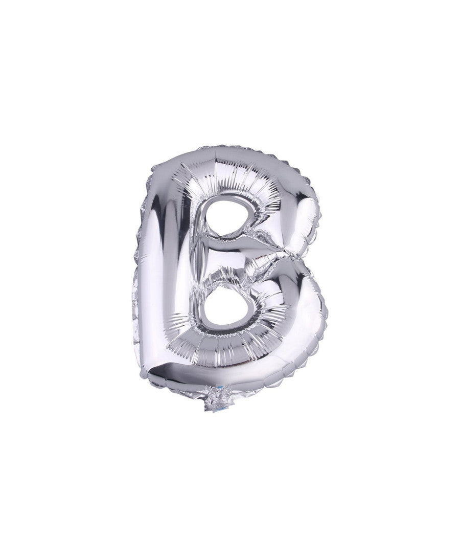 Palloncino Gonfiabile Elio Lettera B Argento 35 Cm Compleanno Festa Party Casa         