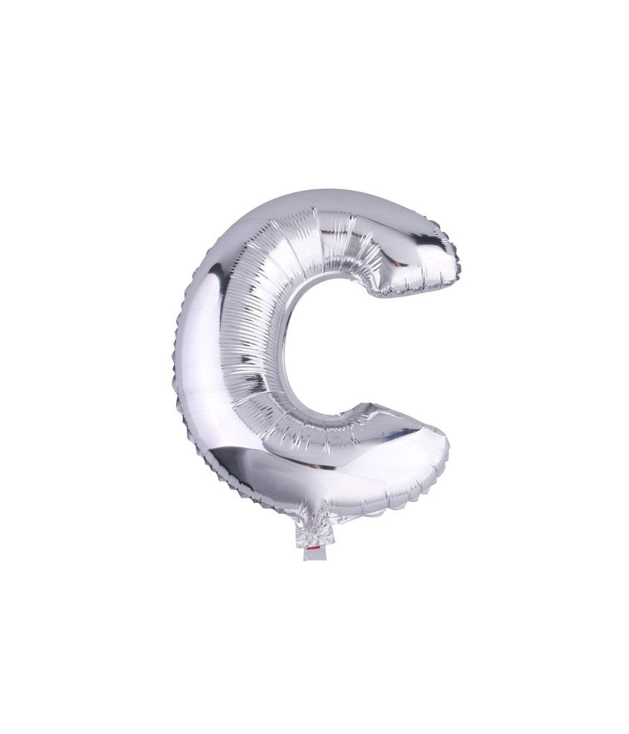 Palloncino Gonfiabile Elio Lettera C Argento 35 Cm Compleanno Festa Party Casa         