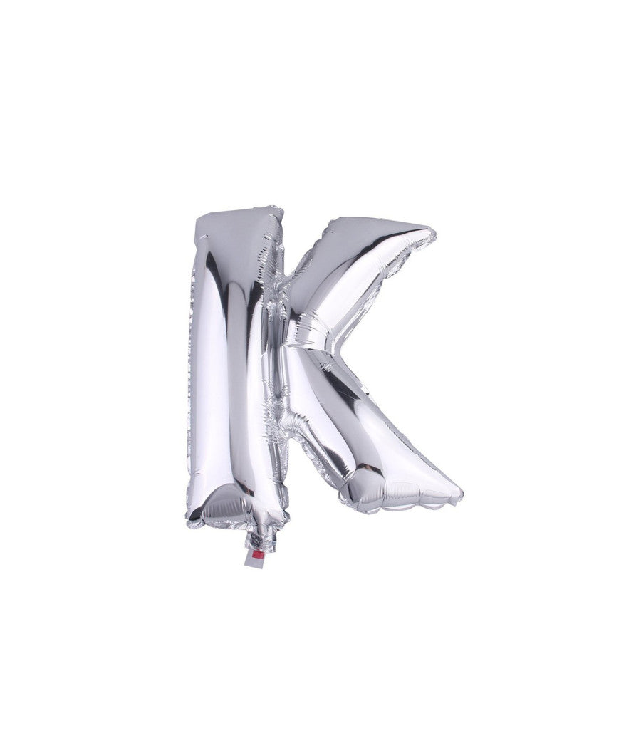 Palloncino Gonfiabile Elio Lettera K Argento 35 Cm Compleanno Festa Party Casa         