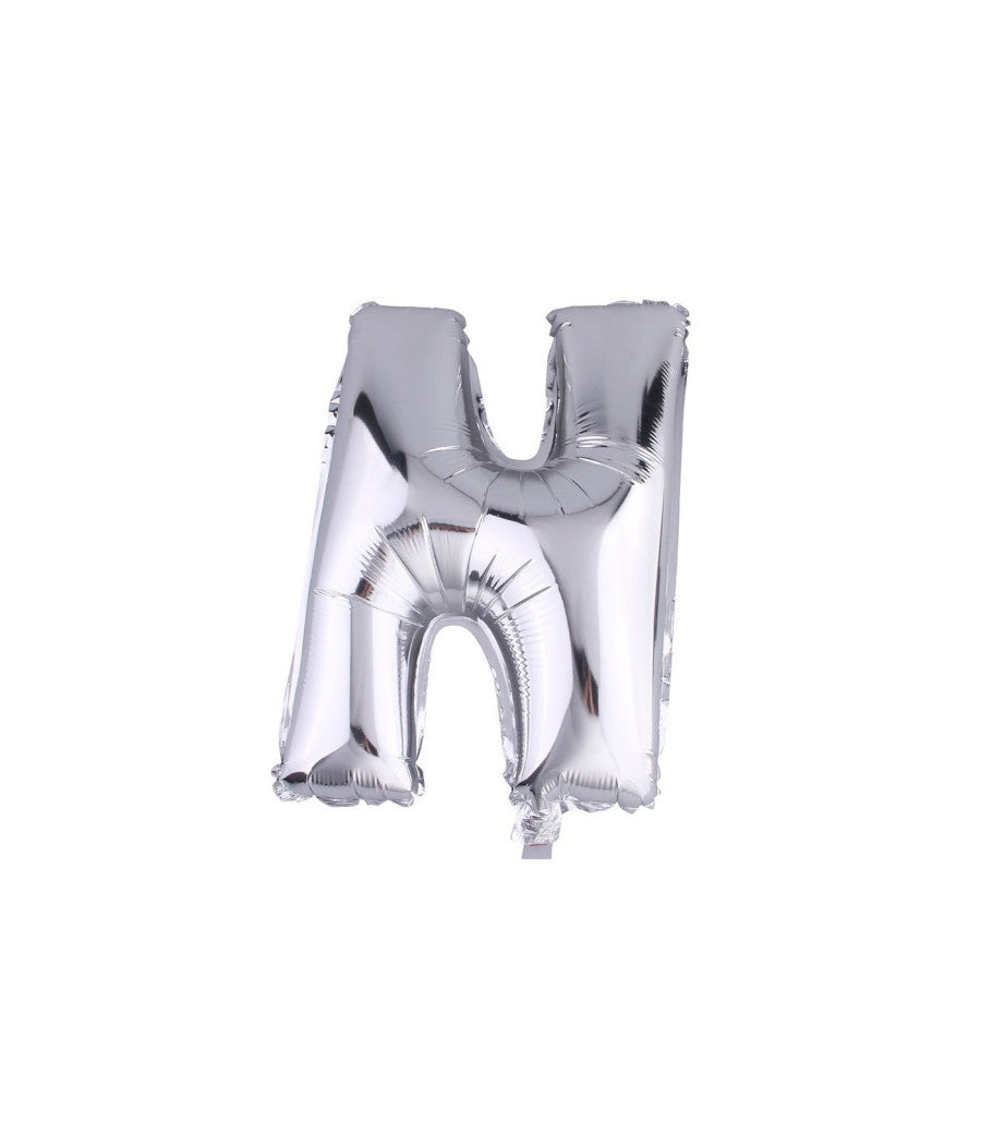 Palloncino Gonfiabile Elio Lettera N Argento 35 Cm Compleanno Festa Party Casa         