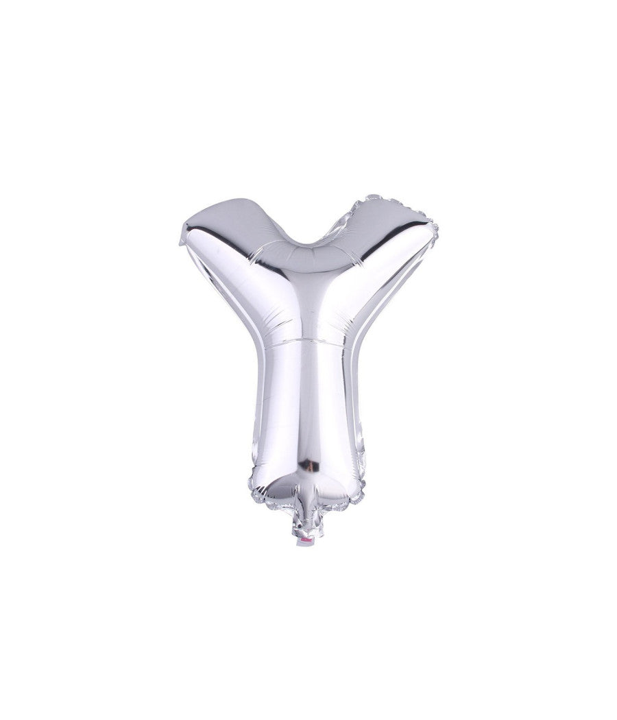 Palloncino Gonfiabile Elio Lettera Y Argento 35 Cm Compleanno Festa Party Casa         
