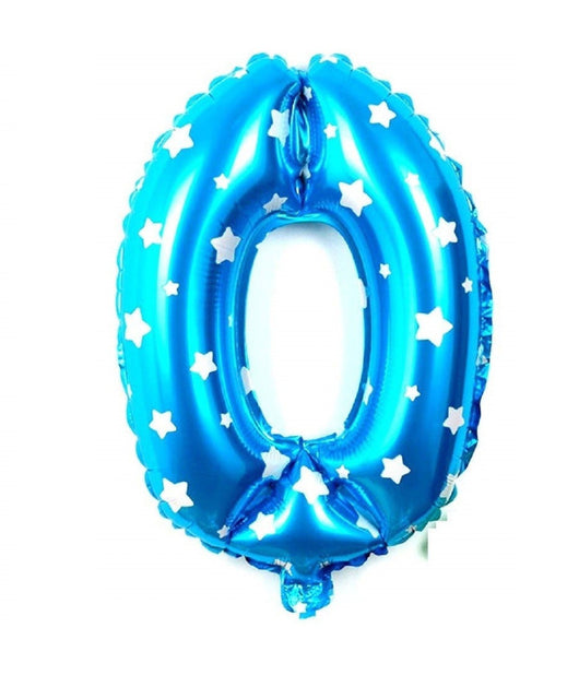Palloncino Numero 0 Azzurro Stelle Bianche 35cm Elio Decorazione Party Festa         