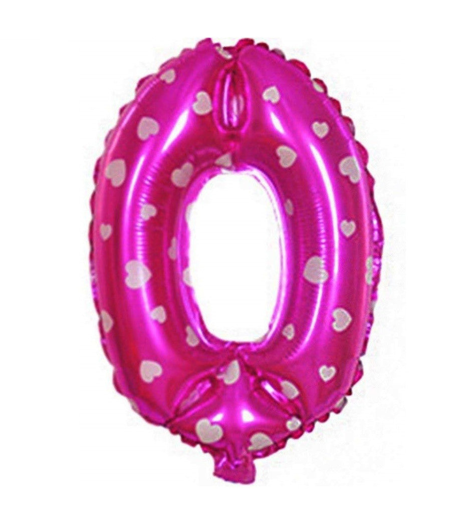 Palloncino Numero 0 Rosa Cuori Cuoricini 35cm Elio Decorazione Party Festa         