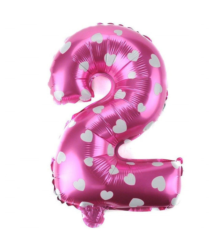 Palloncino Numero 2 Rosa Cuori Cuoricini 35cm Elio Decorazione Party Festa         
