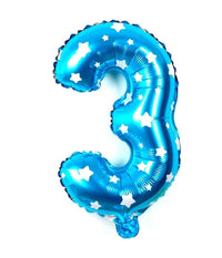 Palloncino Numero 3 Azzurro Stelle Bianche 35cm Elio Decorazione Party Festa         