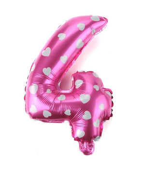 Palloncino Numero 4 Rosa Cuori Cuoricini 35cm Elio Decorazione Party Festa         