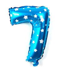 Palloncino Numero 7 Azzurro Stelle Bianche 35cm Elio Decorazione Party Festa         