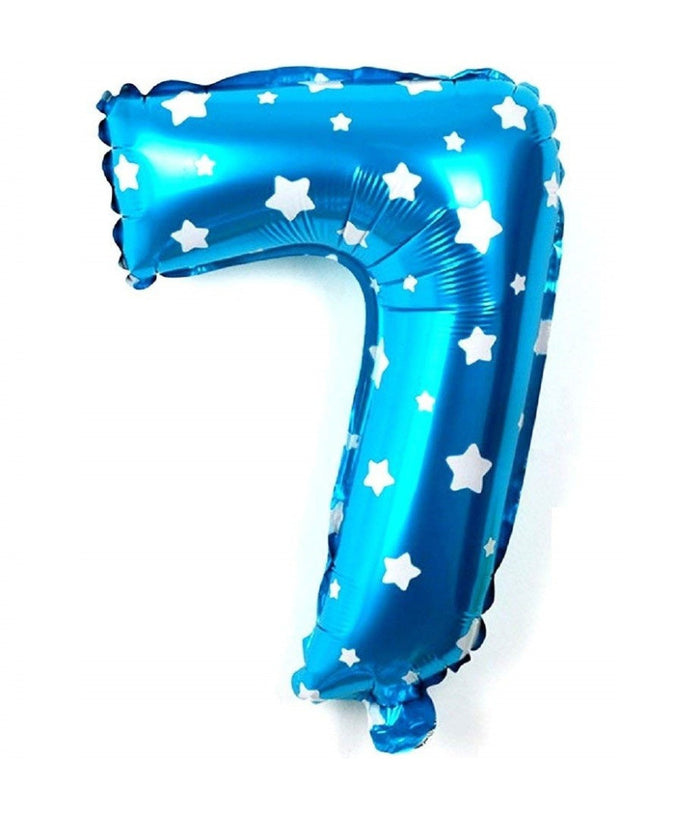 Palloncino Numero 7 Azzurro Stelle Bianche 35cm Elio Decorazione Party Festa         
