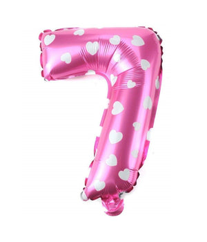 Palloncino Numero 7 Rosa Cuori Cuoricini 35cm Elio Decorazione Party Festa         