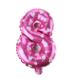 Palloncino Numero 8 Rosa Cuori Cuoricini 35cm Elio Decorazione Party Festa         