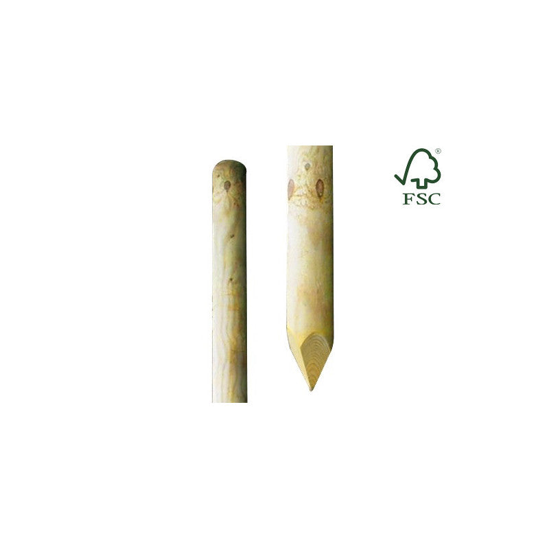 Palo tondo in legno impregnato con punta 10x200 cm – Supporto robusto per recinzioni e strutture da esterno – Lasa