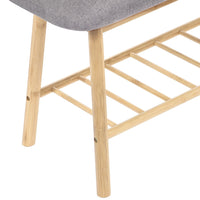 IDMarket - Panca contenitore ingresso in bambù, tessuto grigio chiaro