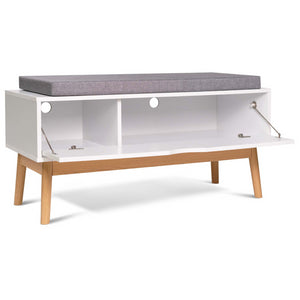 IDMarket - Panca contenitore ingresso scarpe in legno bianco LEO