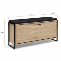 IDMarket - Panca da ingresso con cuscino e porta scarpe LUIS 100 cm design industriale
