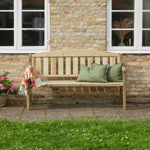 Delia - panchina da giardino in legno di pino impregnato 3 posti dimensione 175x63x97h cm