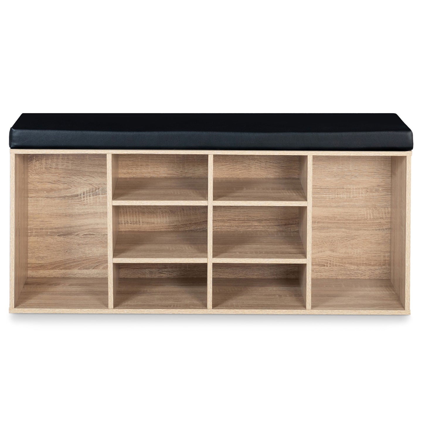 IDMarket - Panca ingresso scarpe in legno look faggio e cuscino nero TEO