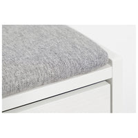 Panca Porta Scarpe Bianco Legno Con Cuscino Seduta In Tessuto Grigio