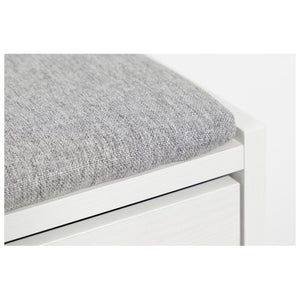 Panca Porta Scarpe Bianco Legno Con Cuscino Seduta In Tessuto Grigio