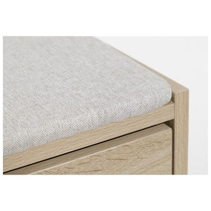 Panca Porta Scarpe Quercia Con Cuscino Seduta In Tessuto Tortora