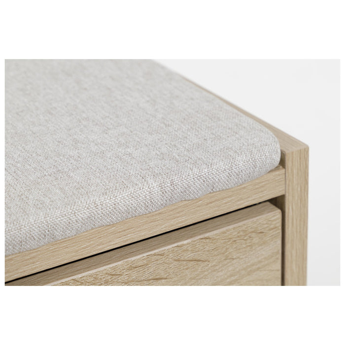 Panca Porta Scarpe Quercia Con Cuscino Seduta In Tessuto Tortora