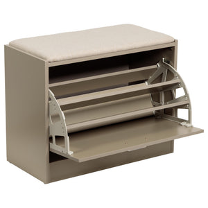 Panca Porta Scarpe Tortora Con Cuscino Seduta In Tessuto Beige