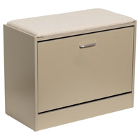 Panca Porta Scarpe Tortora Con Cuscino Seduta In Tessuto Beige