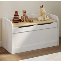 IDMarket - Panca portaoggetti per bambini LOGAN 60 cm in legno bianco e faggio