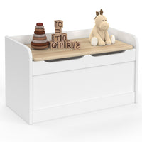 IDMarket - Panca portaoggetti per bambini LOGAN 60 cm in legno bianco e faggio